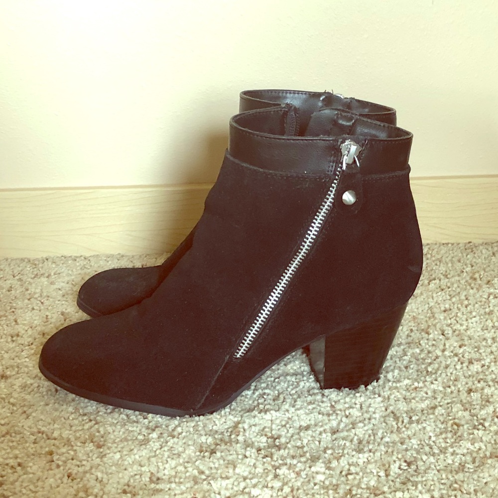 Black zip up booties